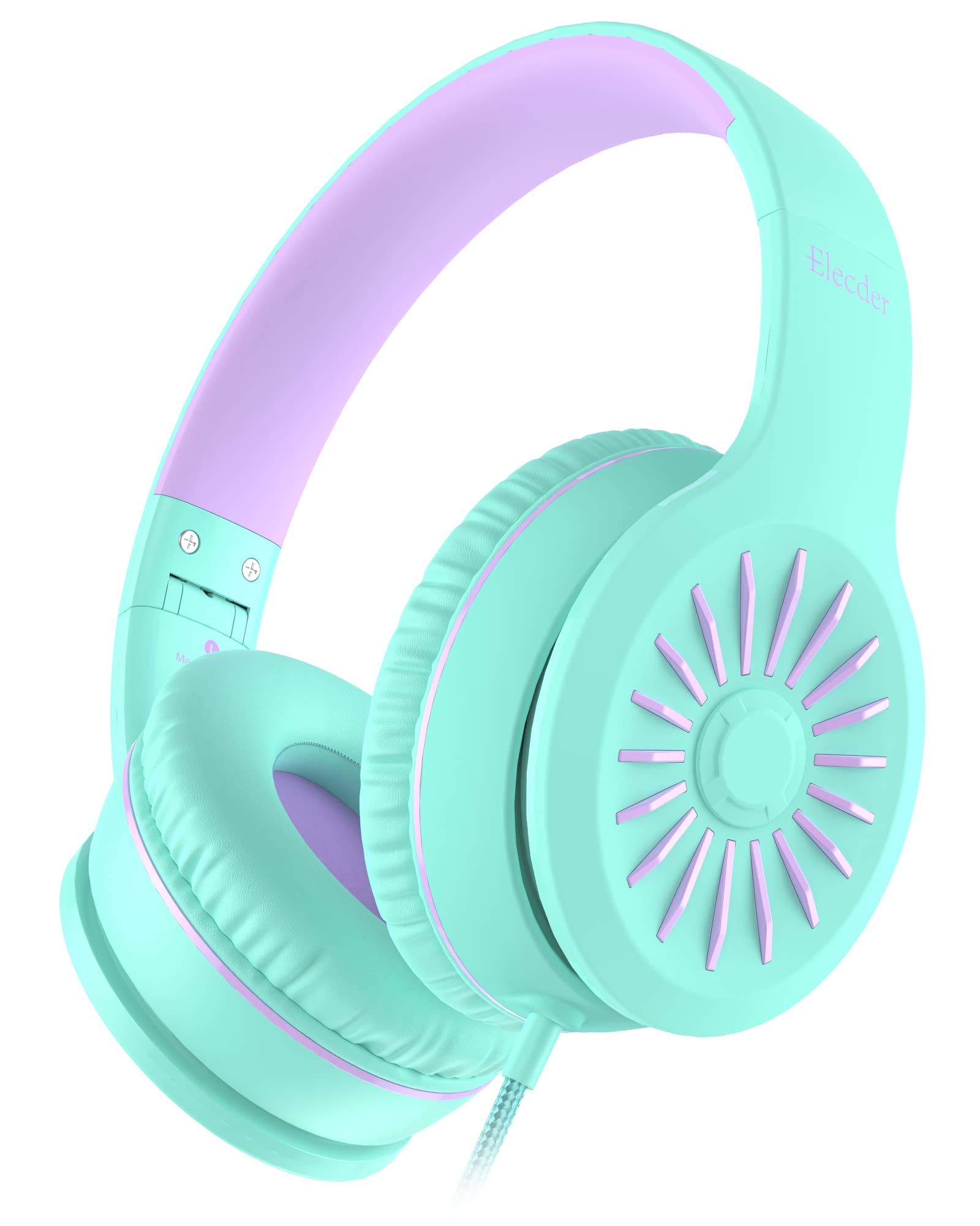 Photo 1 of ELECDER i45 On-Ear Headphones with Microphone - Foldable Stereo Bass Headphones with No-Tangle 1.5M Cord, 3.5MM Jack, Portable Wired Headphones for School/Kids/Teens/Smartphones/Travel/Tablet - Green