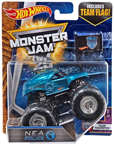 Hot Wheels Monster Jam NEA Police Blue with Team Flag 1:64 Scale Tour Favorites 2/10