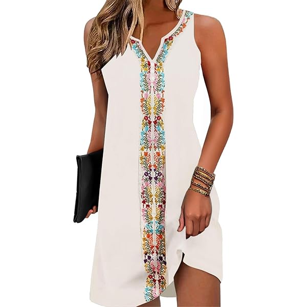 Beach Casual Dresses Raya Sun Cotton Rayon Swing Dress - Animal Print  Ruffle Below Knee Summer Dress Palm Tree Dress