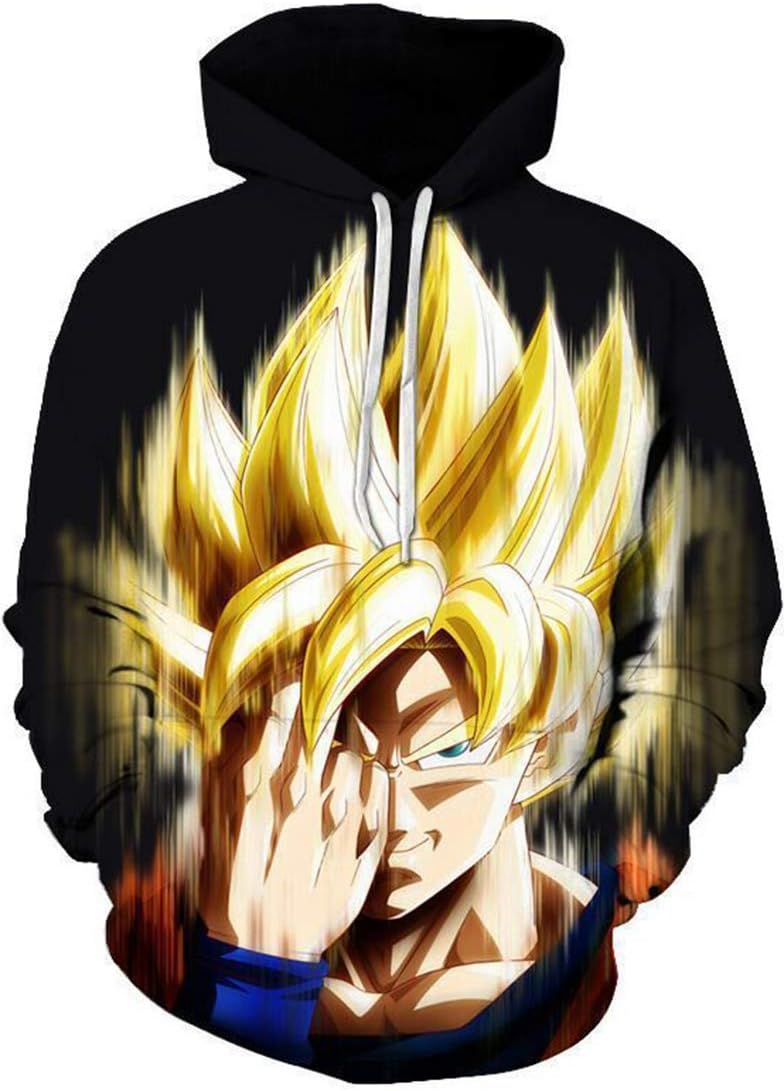 FLYCHEN Men's Dragon Ball Super Hoodie Kakarotto Super Son Goku Cosplay Hoodie Super Saiyan Otaku Majin Buu Majin Buu Roshi's Gym
