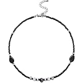 ERNAULO Beaded Necklaces for Women Summer Beach Beaded Necklace Bead Choker Boho Necklaces for Women Handmade Summer Jewelry Stainless Steel 18K Gold Plated