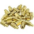 Hxchen M3 x 6mm + 4mm Male to Female Thread Brass Hexagon Hex Standoff Spacer Pillars - (20 Pcs)