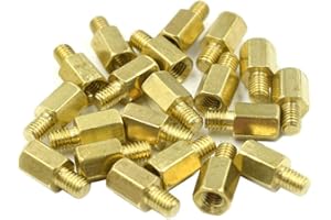 Hxchen M3 x 6mm + 4mm Male to Female Thread Brass Hexagon Hex Standoff Spacer Pillars - (20 Pcs)