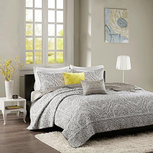 Intelligent Design ID80-764 Nessa Coverlet Set Full/Queen Grey,Full/Queen