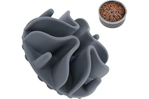 Jaoul Slow Feeder Dog Bowls Insert, Puzzle Slow Feeder Insert with 21 Octopus Suction Cups for Small Breed Dog Food Bowls (4 inch, Grey)