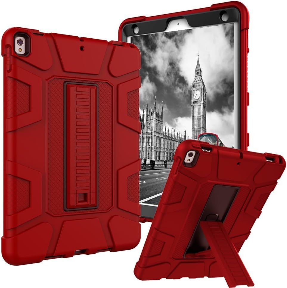 iPad Pro 10.5 Case, Dake 3-Layer Kickstand Defender Heavy Duty Shockproof Full-body Protective Case for Apple iPad Pro 10.5 inch 2017 Release Red