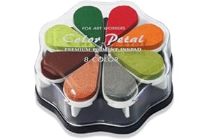 ROUCERLIN 8 Colors Petal Shape Craft Ink Pad Stamps Partner DIY Color, Finger Ink Stamp Pads for Kids, Rainbow Rubber Ink Pad for Card Making, Scrapbook, Painting (Style 4)