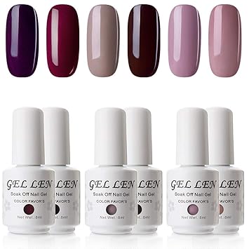 Amazon Com Uv Led Gel Nail Polish Gellen Pack Of 6 Colors Soak Amazon Com Uv Led Gel Nail Polish Gellen Pack Of 6 Colors Soak