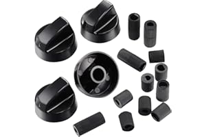 AOMUCH Universal Black Control Knobs with 12 Adapters Universal Knobs for Oven/Stove/Range 4-Pack