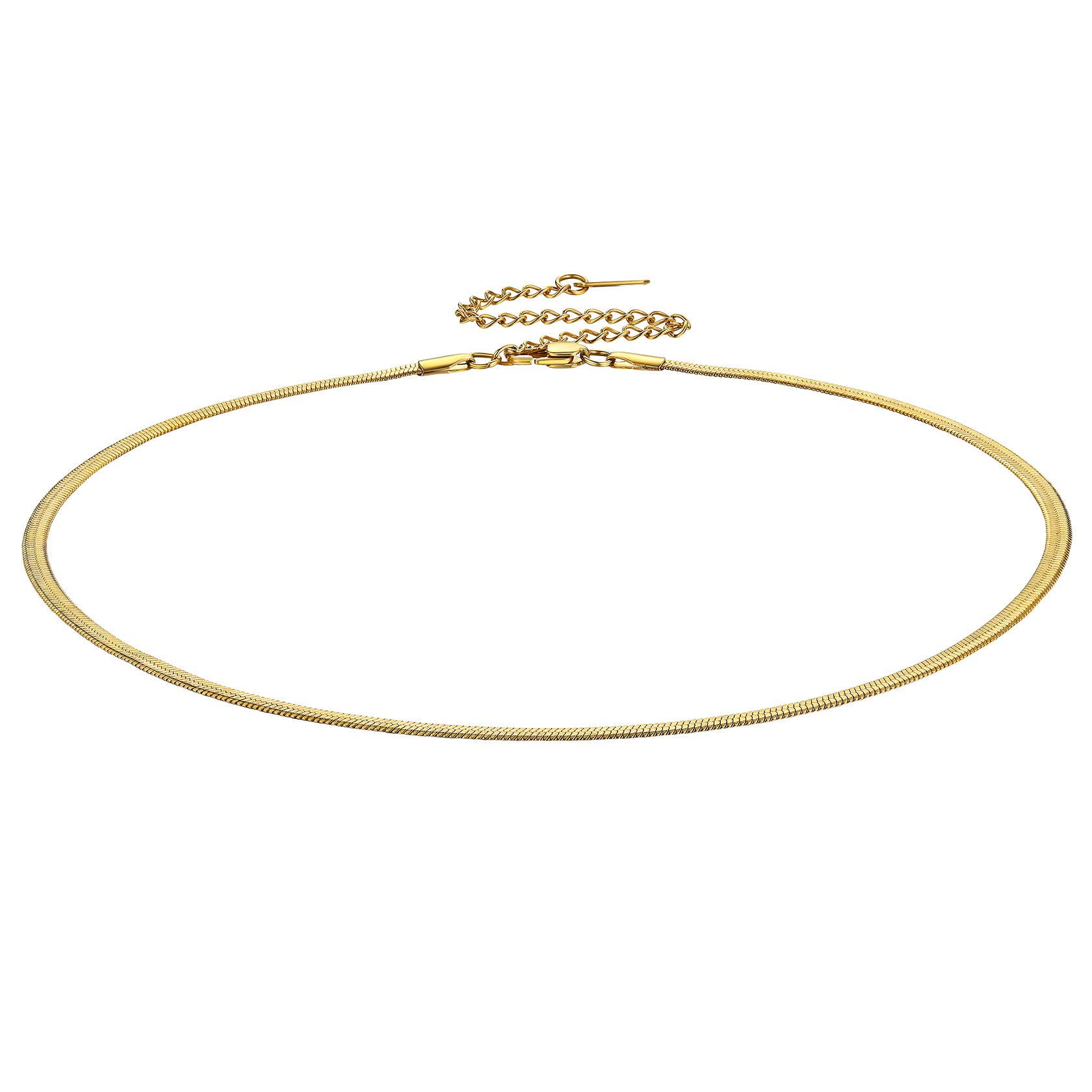 ChainsHouse Gold Herringbone Necklace for Women Gold Flat Necklace — image 1