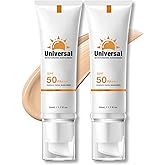 YFKEJI Tinted Sunscreen For Face SPF 50,Universal Protector Solar 50 Face Sunscreen Moisturizer,No Sticky,Suitable for all Skin Types,50ml,2pcs