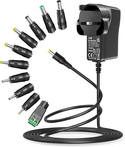 Zolt 12V 3A Universal AC DC Power Supply Adapter 36W with 10 DC Connectors