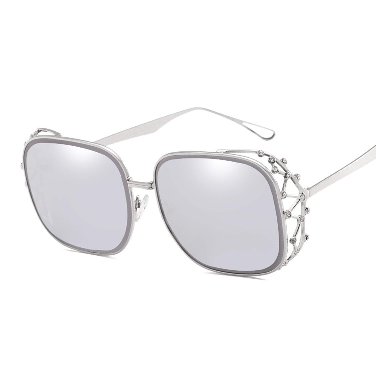 COCKE Sunglasses for Women Polarized Sports Sunglasses Vintage Eyewear with Ultra-Light Metallic Metal Frame Ladies Sunglasses,Silver