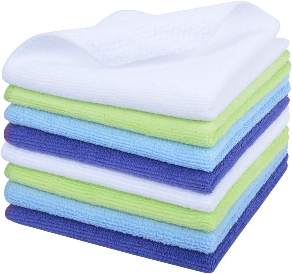 VIVOTE 8 Pack Microfibre Dish Cloths with Poly Mesh Scour Side for