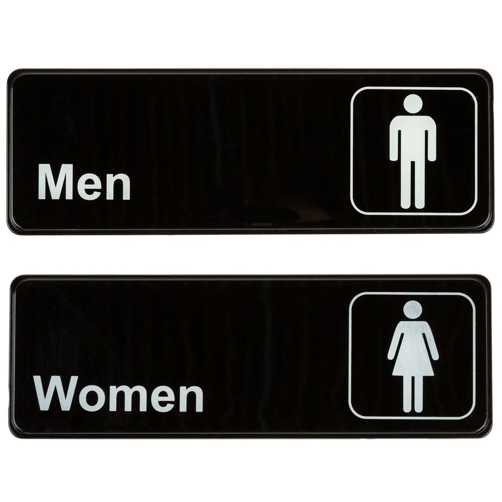 Men and Women Restrooms Commercial Signs Set Toilet Door Plates for Business Restaurant, 3" x 9"
