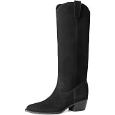 DREAM PAIRS Suede Knee High Fall Tall Boots for Women | 30 Percent Genuine Leather, 2" Chunky Heel, Pointed Toe Retro Western Style, Easy Pull-on, 5mm PU Foam Insole, Slip-resistant