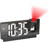 ORIA 7.8" LED Mirror Projection Alarm Clock 180° Rotatable USB Charger Snooze view 1