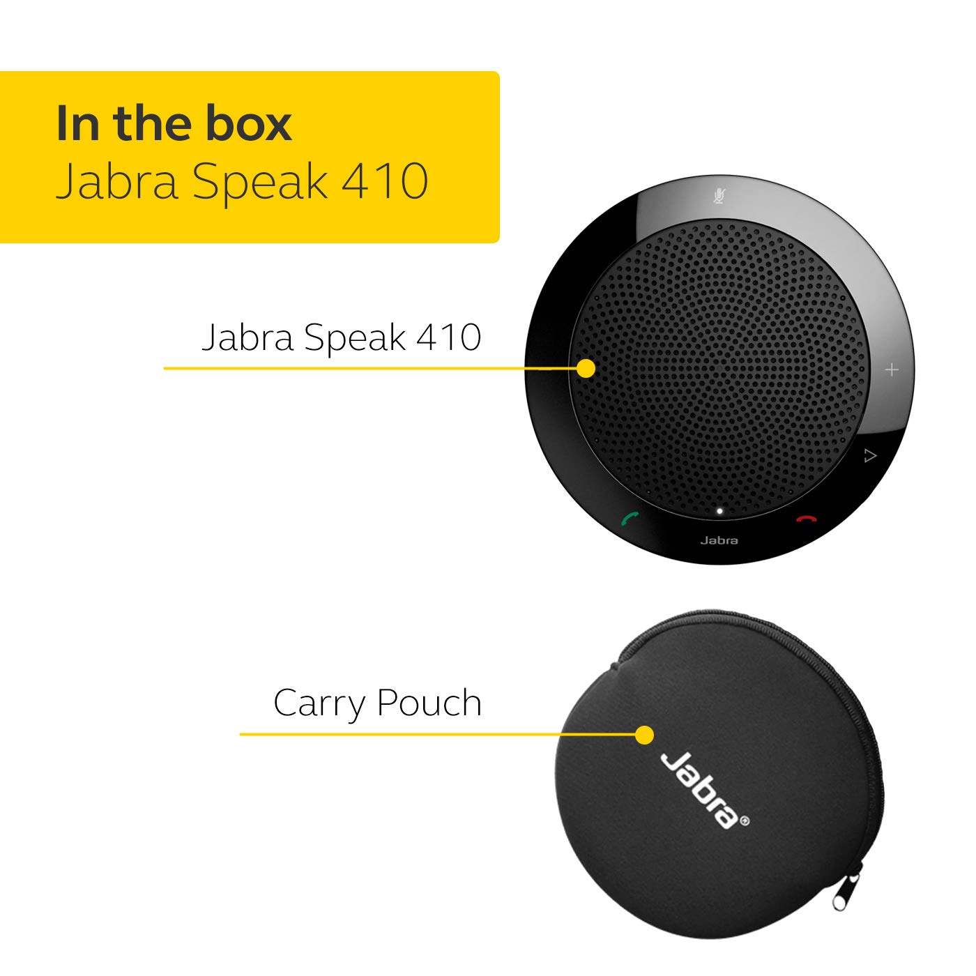 Jabra Speak 410 Corded Speakerphone for Softphones – Easy Setup, Portable USB Speaker for Holding Meetings Anywhere with Outstanding Sound Quality