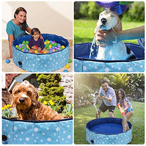 Delicacy Foldable Dog Pool, PVC Collapsible Dogs Pet Kiddie Bath Pool Swimming Pool,Bathing Tub for Dogs Cats and Kids-Blue