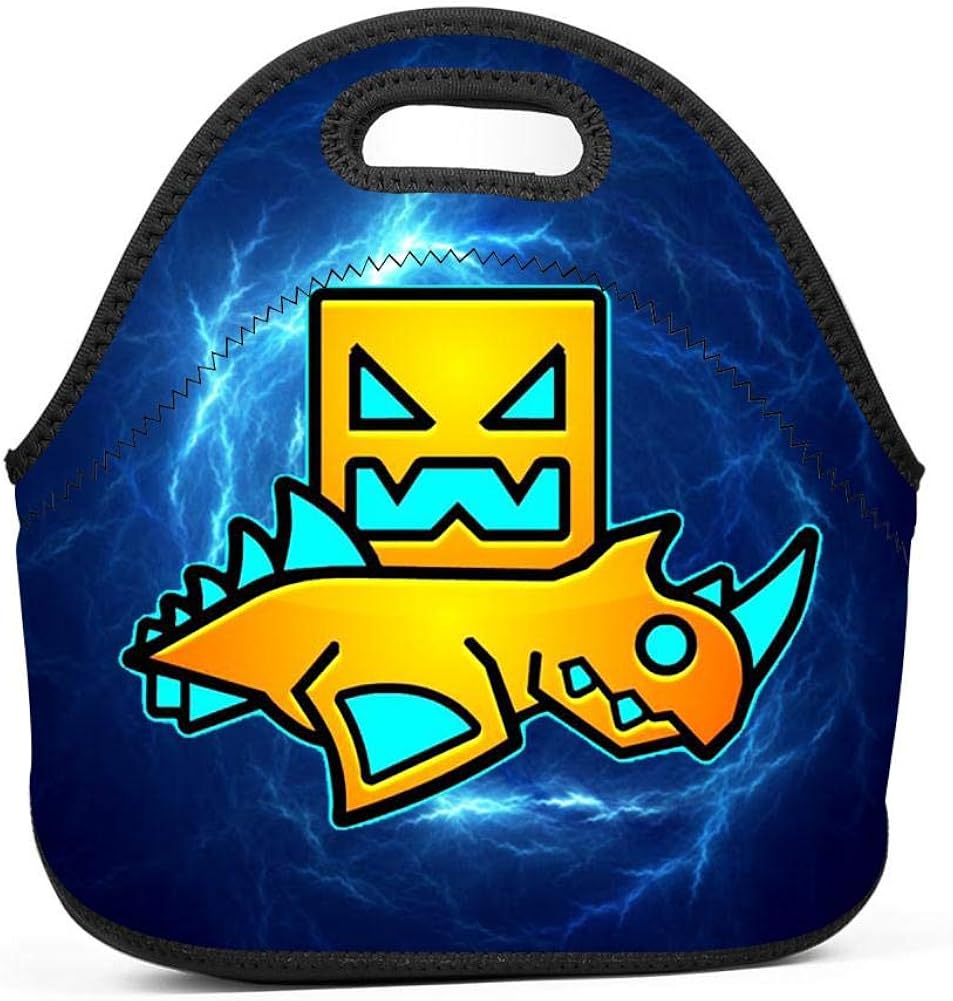 Geometry Spider Dash Neoprene Large Capacity Lunch Bag Reusable Insulated Waterproof Lunchbox Container Organizer School Picnic For Men Women Adults Girls Boys