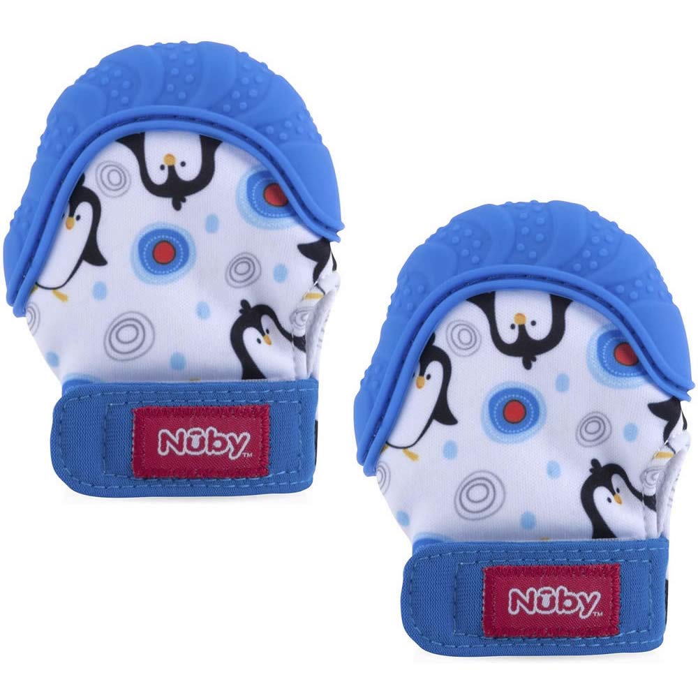 nuby soothing teething mitten with hygienic travel bag