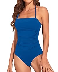Holipick Women Blue One Piece Swimsuits Tummy