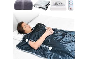 EOSPRIM Infrared Portable Sauna Blanket for Exercise Recovery, Detoxification and General Wellbeing for Body and Mind, Sweating Sauna Bed Body Heating with Sleeves for Stress Pain Relief Health (Black)