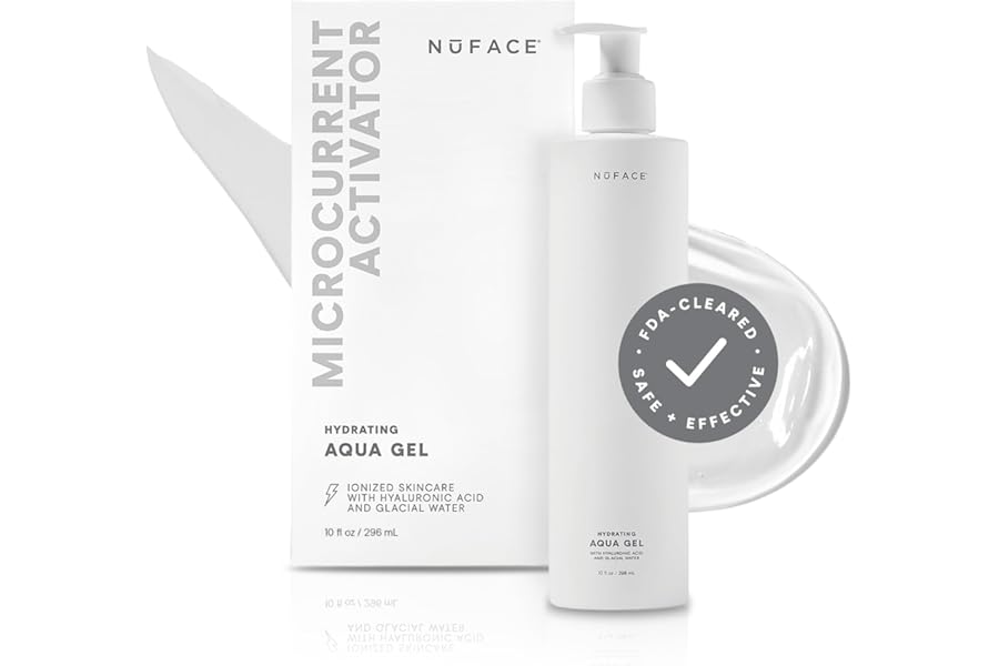 NuFACE Aqua Gel Activator – Microcurrent Conductive Gel & Activator Powered by IonPlex & Hyaluronic Acid to Enhance Results of NuFACE Microcurrent Facial Device – Improves Skin Radiance (10 oz)