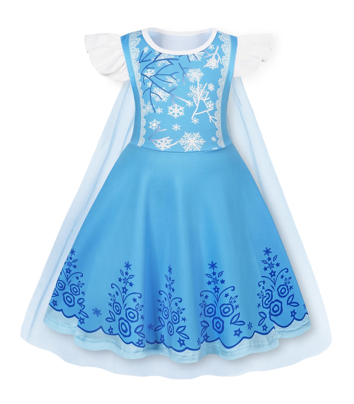 Jurebecia Princess Dress Princess Fancy Dress with Cape Princess Costume for Halloween Chrismas Sky blue 7-8 Years โ image 1