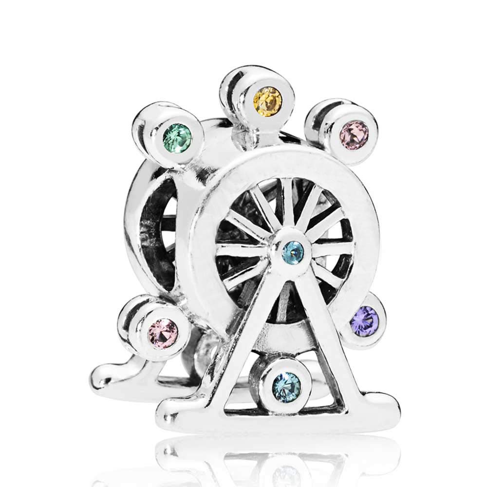 FGT Colorful Ferris Wheel Charm for Bracelets Necklaces Pendants Pink Purple Blue Crystal Sterling Silver Charms Gift for Girlfriend Women Girls Wife Mum Sisters Family Mothers Day Valentine Birthday