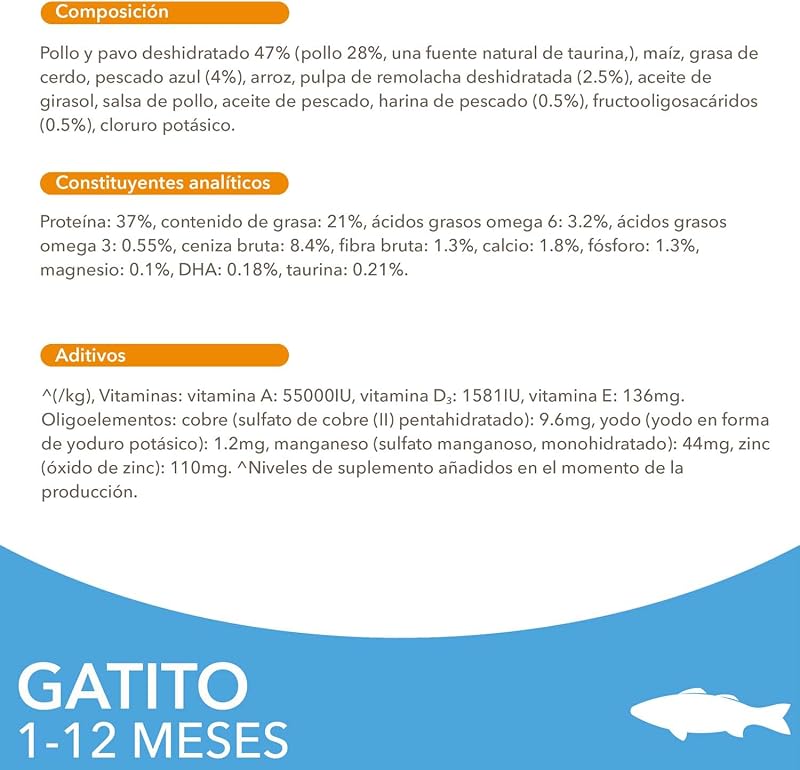 Alimento Seco para Gatitos de 1-12 Meses, Pescado oceánico, 10 kg