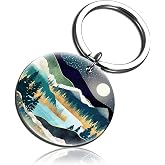 AWHSCP Cute Keychains Gifts for Friends, Funny Key Chain Christmas Gifts for Women Men Bag Purse Wallet Handbags Backpack Cute Moon Mountain