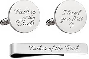 Kooer Personalized Engraved Cuff Links Tie Clip Set Custom Engrave Phrase Wedding Cufflinks Jewelry Gift for Father Dad Of all the Walks We've taken This one is my Favorite