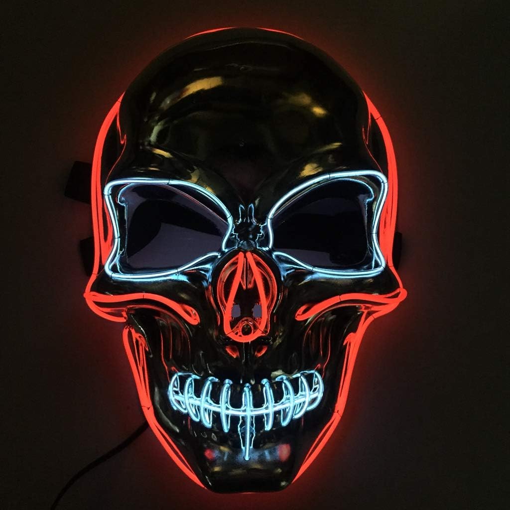 Halloween Voice Control Mask LED Light Up Horror Skull Masks Great Festival Cosplay Costume Supplies Party Masks Glow In Dark/Silver