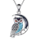 AINFQY Owl Necklace for Women 925 Sterling Silver Moon Turquoise Owl Pendant Necklace Christmas Jewelry Gifts for Women