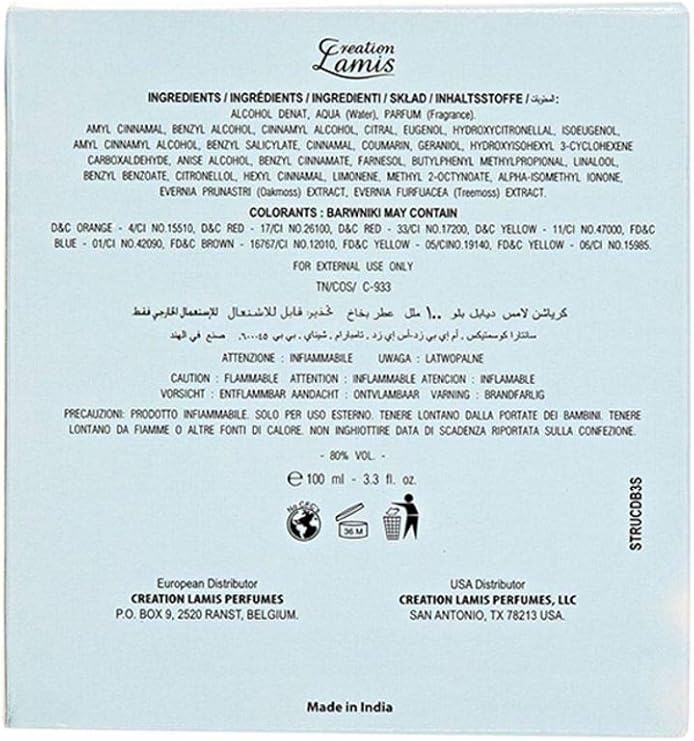 Creation Lamis Eau de Perfume Diable Bleu para mujer, 100 ml