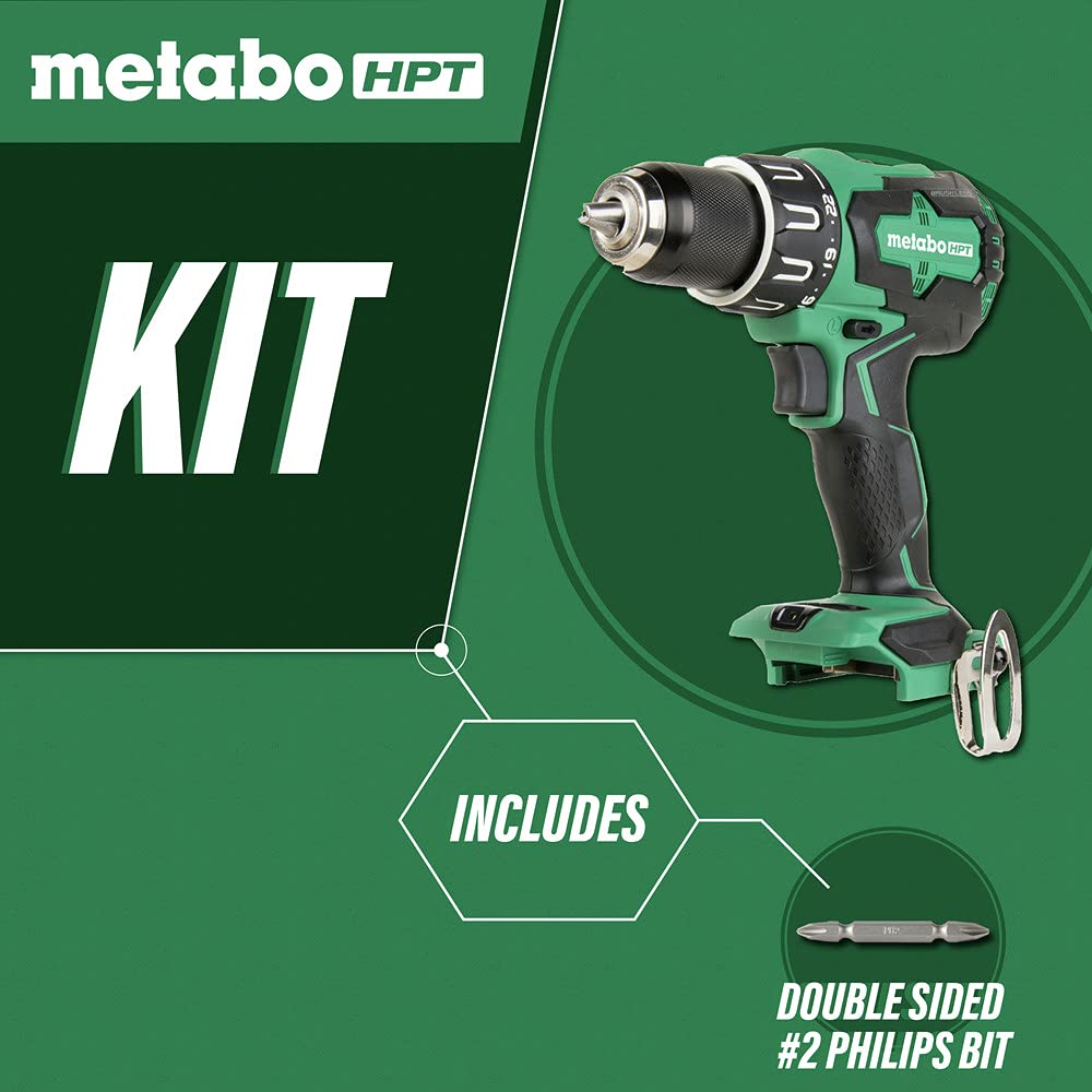 Metabo HPT 18V Cordless Brushless Driver Drill | Tool Only - No Battery | Built-in LED Light, 1/2-Inch Keyless All-Metal Chuck, Lifetime Tool Warranty | DS18DBFL2Q4