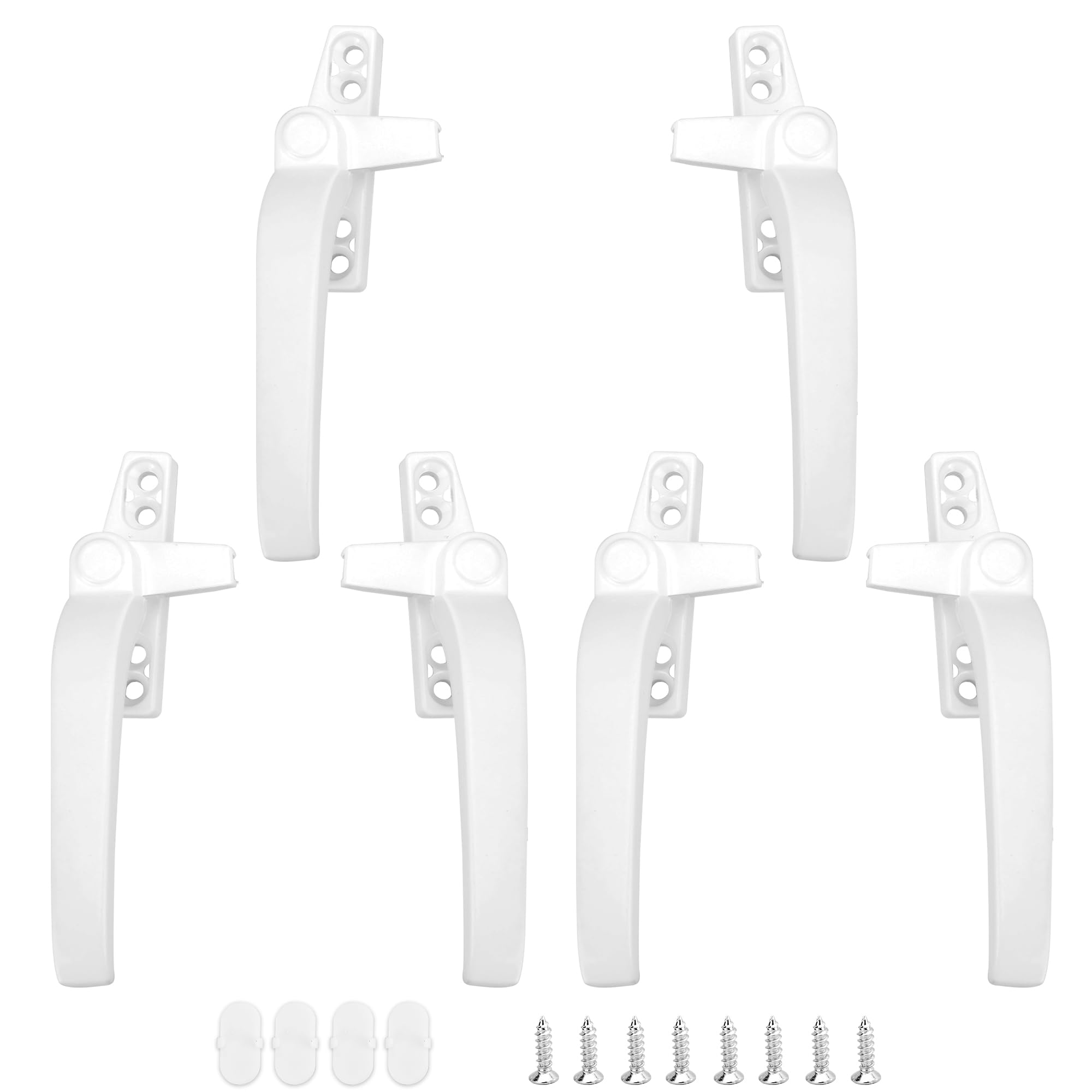 YKUKIZEE 6 Pcs White Cockspur Window Handles for UPVC Windows Right Left Hand Casement Window Handle Replacement Zinc Alloy Double Glazing Window Handle for UPVC Windows Door 142 x 15 mm
