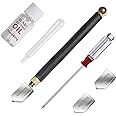 HaroKing Glass Cutter Kit with 15ML Cutting Oil, 2mm-20mm Cutting Head, Pencil Carbide Tip Glass Cutter Tool for Thick Glass 