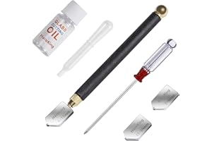 HaroKing Glass Cutter Kit with 15ML Cutting Oil, 2mm-20mm Cutting Head, Pencil Carbide Tip Glass Cutter Tool for Thick Glass 