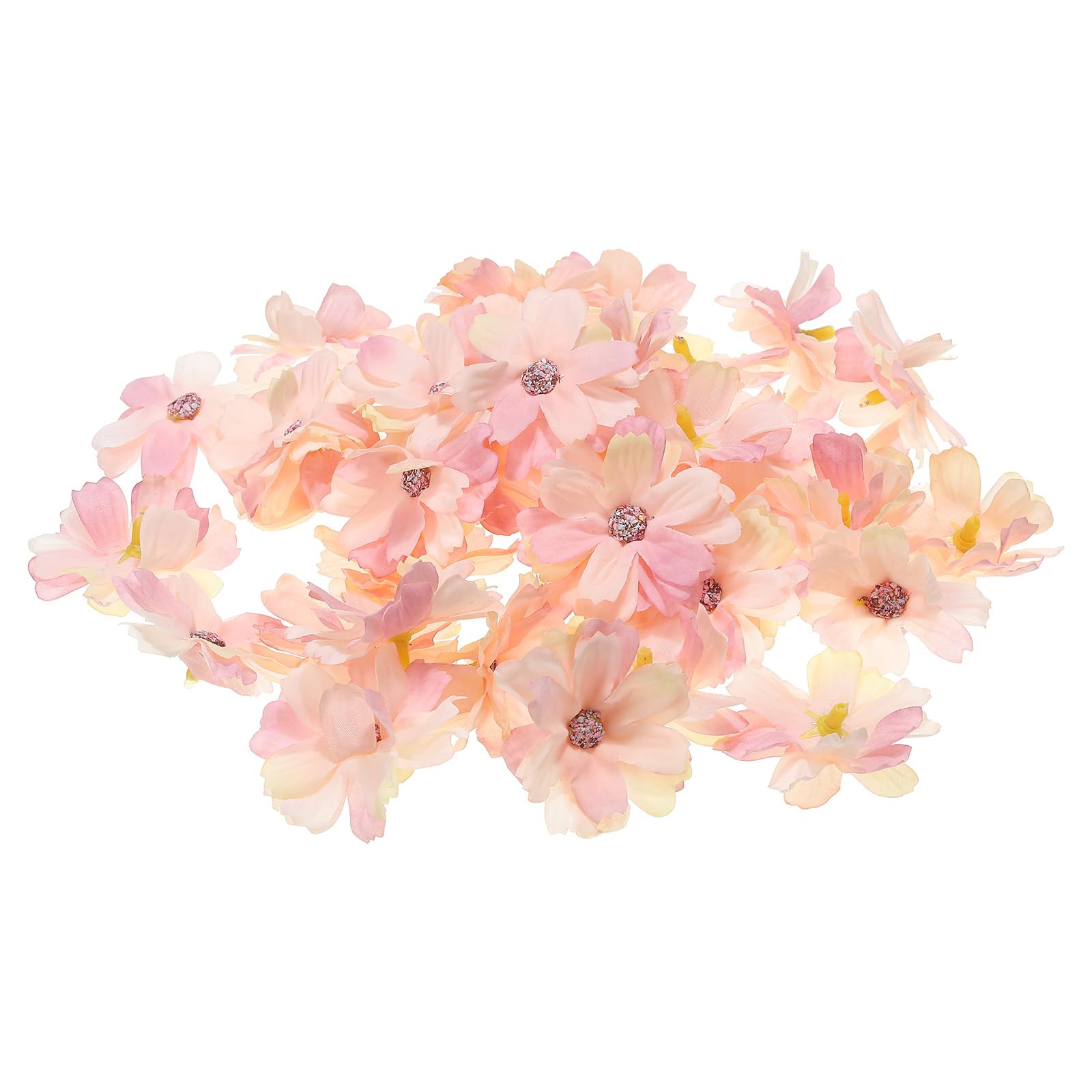 PATIKIL 1.77" Artificial Multi-layered Flower Heads, 50 Pack Silk Multi-layered Fake Flowers Heads for Wedding Floral Bouquet Decoration DIY Craft Making, Light Pink