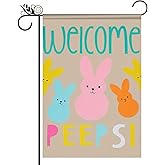 BlissYard Happy Easter Garden Flag Welcome Easter Decor Double Sided 12×18 Inch Cute Bunny Spring Easter Yard Flag For Farmhouse Outside Outdoor Decorations