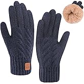 YukiniYa Kids Gloves Winter Thermal Double-Layer Knit Wool Fleece Lined Touchscreen for Boys Girls 4-18 Years Cold Weather