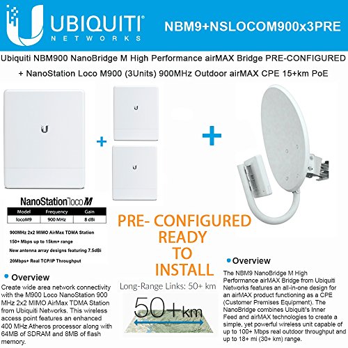 Ubiquiti NanoBridge NBM900 900Mhz AirMax PRE-CONF + NanoStation Loco M9 3Pack