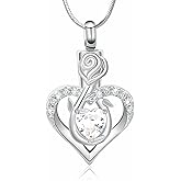 Minicremation Cremation Jewelry for Ashes Rose Flower Heart Necklace for Women Girl Birthstone Memorial Keepsake Jewelry Urn Pendant