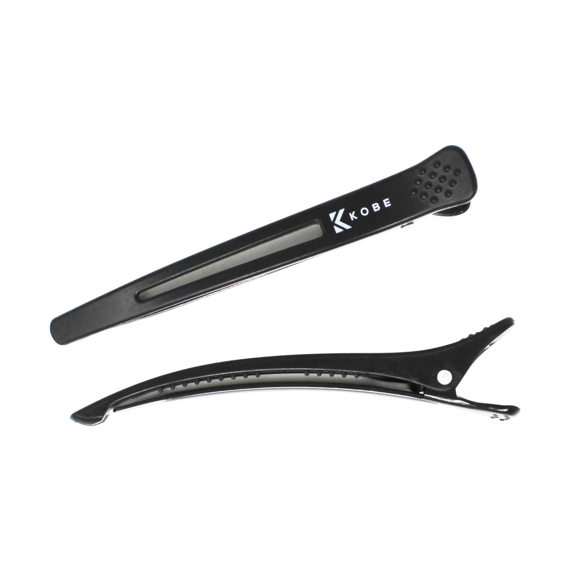 Kobe StealthGrip Black Professional Hairdresser's Sectioning Clips (x6) - the Silicone Band within the jaw Prevents Slipping & Leaves No Marks in the Hair for final styling or in long hair.