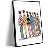 African American Canvas Wall Art, Walking In Style Fashion Black Men Poster, Trendy Acrylic Afro Black Culture Wall Decor, Bold Contemporary Afrocentric Pride Art Print 16x24in Framed