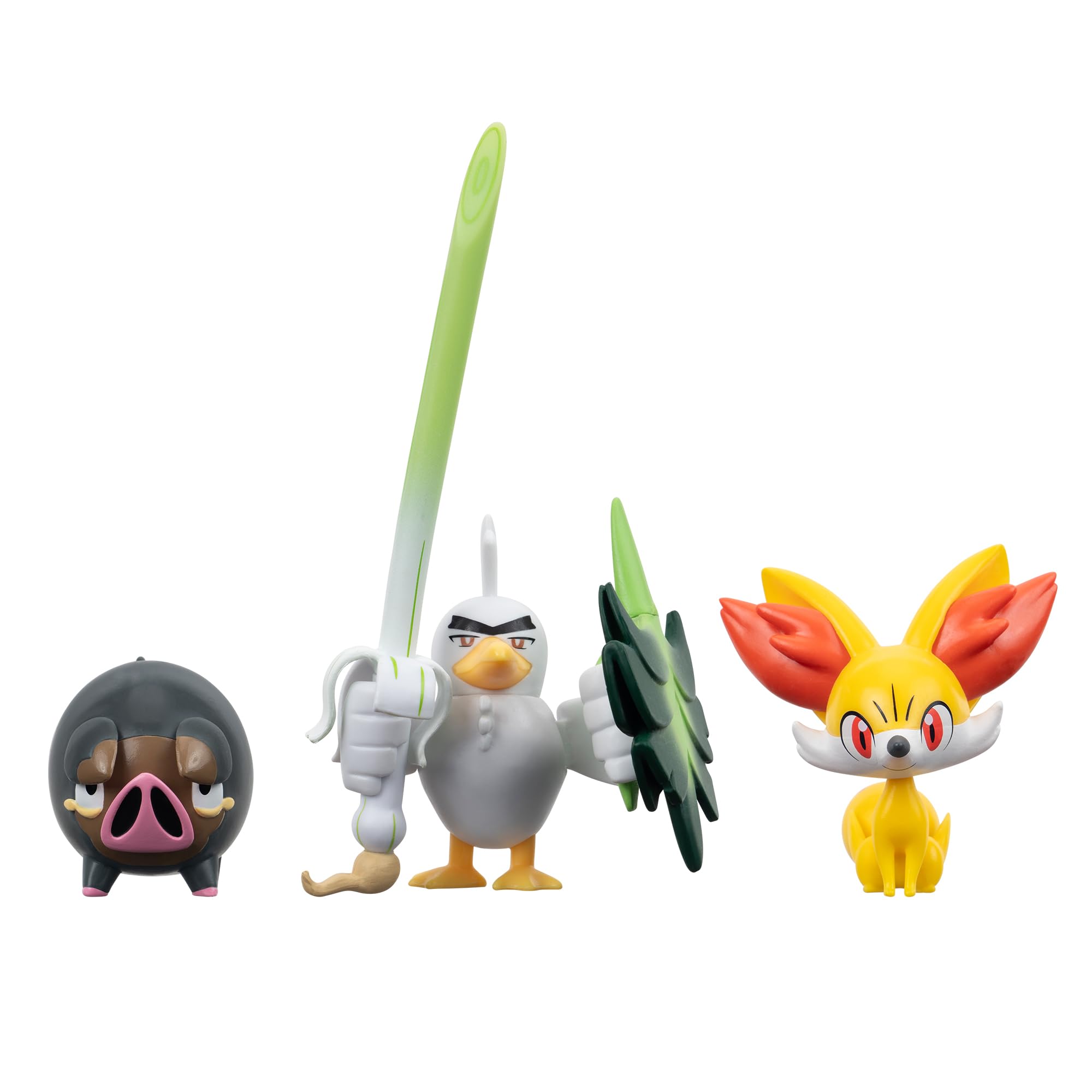 Pokémon Battle Figure 3 Pack - Features 2-Inch Fennekin and Lechonk and 3-Inch Sirfetch'd Battle Figures