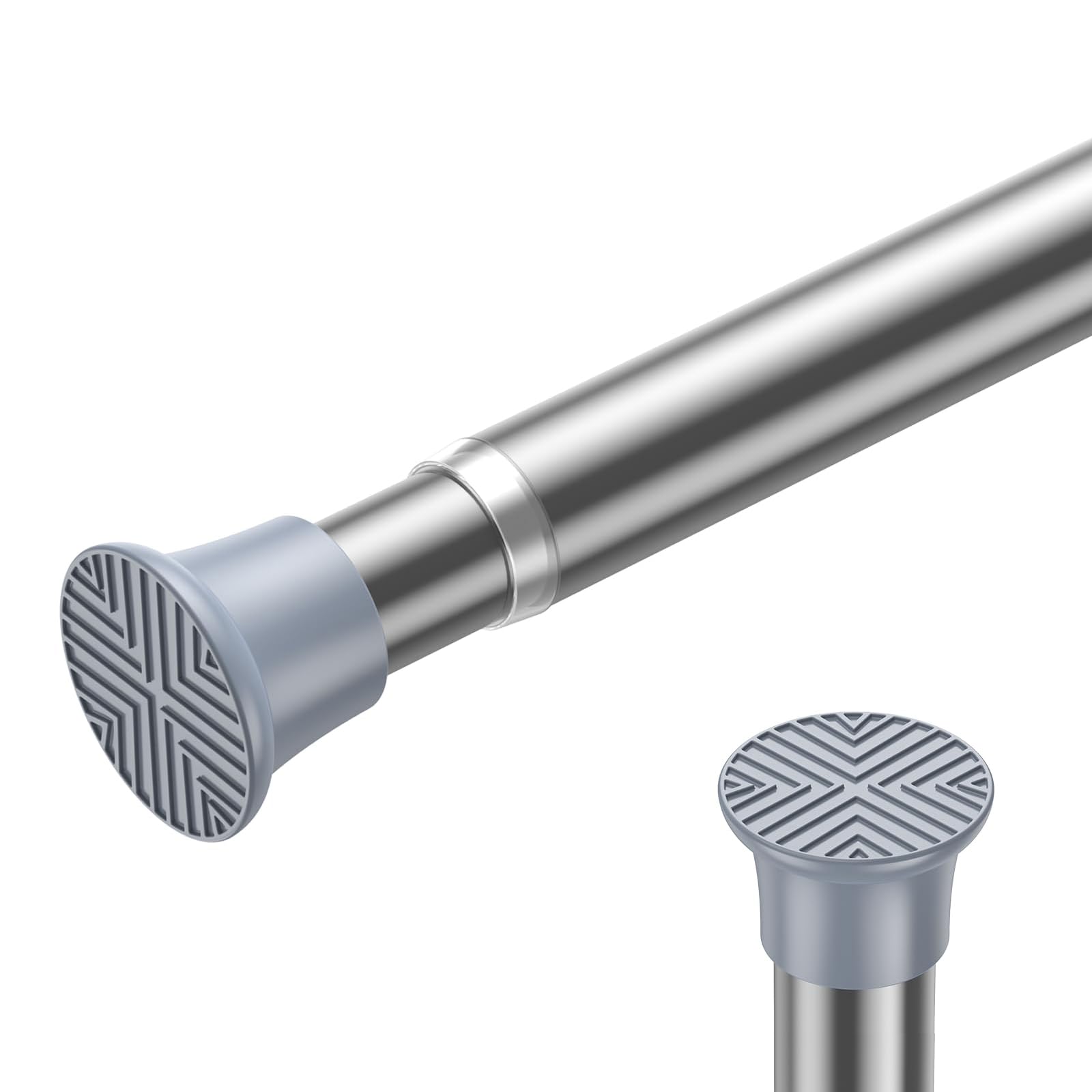 Photo 1 of 1PCS Silver Tension Curtain Rod 18-36 Inch Adjustable Curtain Rod No Drilling Tension Rods Small Tension Rod Spring Tension Curtain Rods, for Windows, Door And Closet. (With One Set Rod Holders)