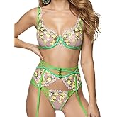 HELLOLAGIRL Embroidery Lingerie Set Fresh Lemon
